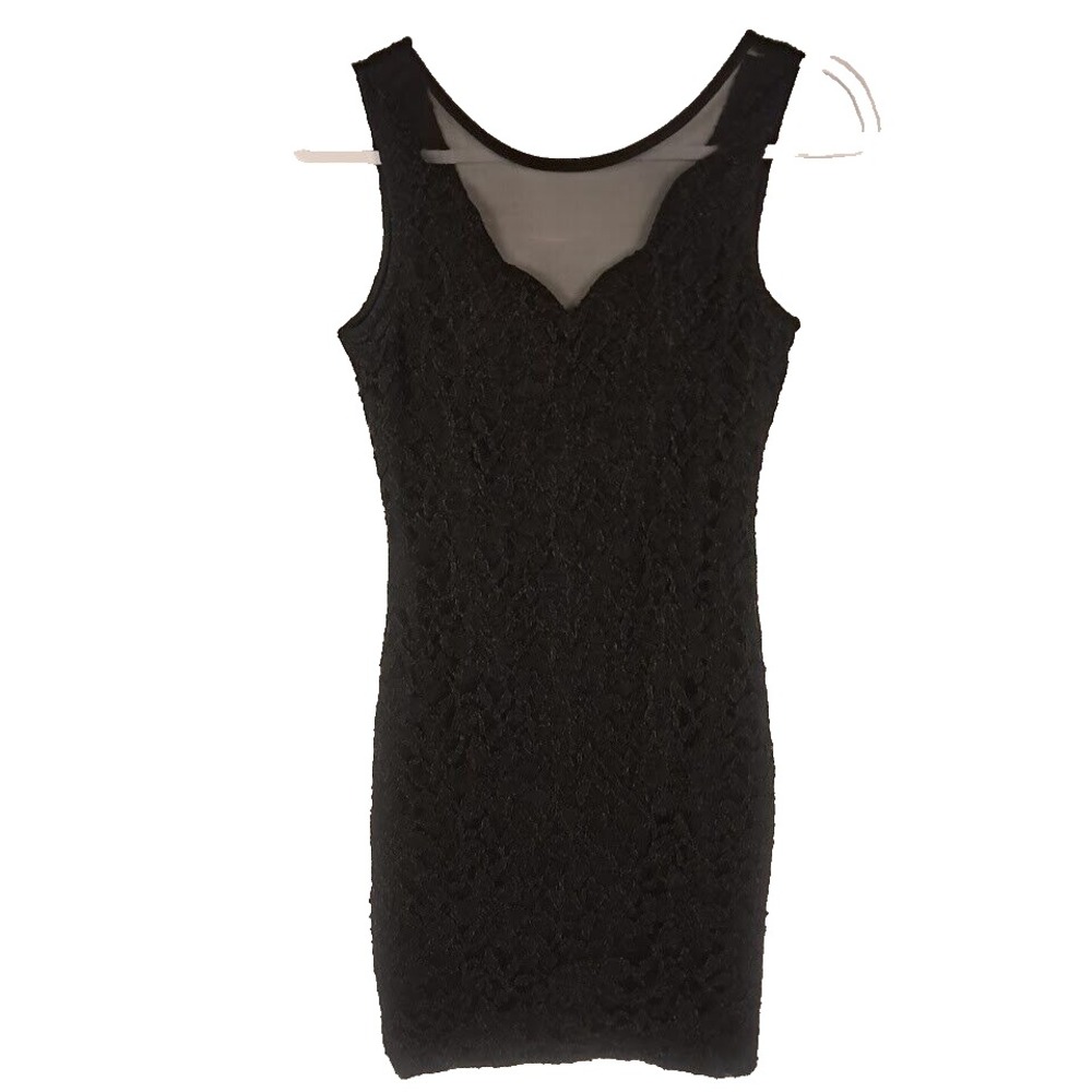 CHARLOTTE RUSSE Micro Mini Bodycon Little Black Lace Dress Sweetheart Neck XS‎